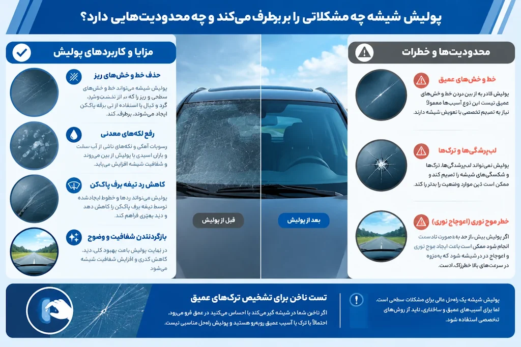 پولیش شیشه چه مشکلاتی را برطرف می‌کند و چه محدودیت‌هایی دارد؟